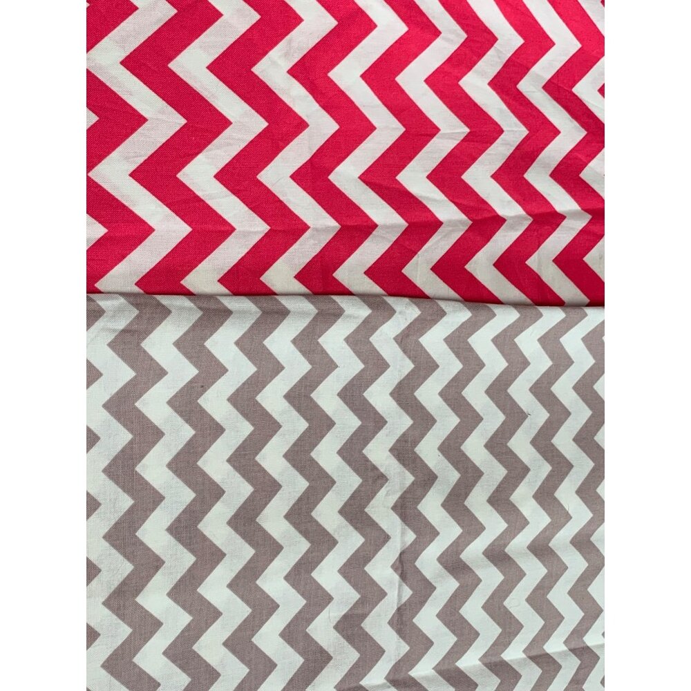 Chevron Pattern Cotton Fabric Bundle Pink Tan Quilting Sewing